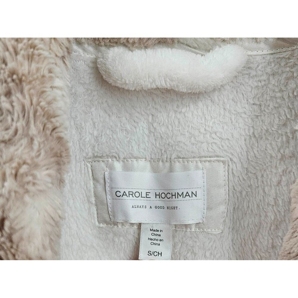 Carole Hochman Womens Long Plush Faux Fur Wrap Robe Patch Pockets Ivory Sz S - Picture 3 of 4